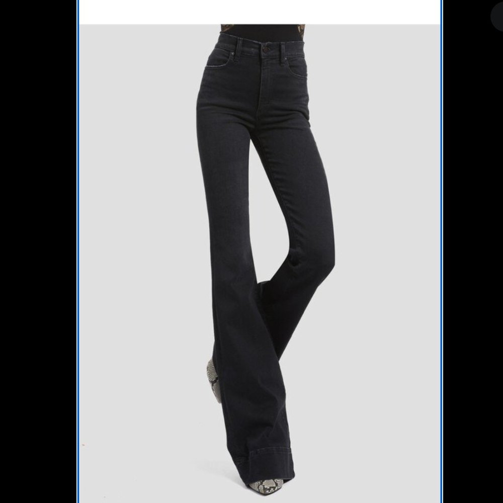 ALICE + OLIVIA Wide Leg Pants-High waist-Noir Size: M 30 Corduroy fabric